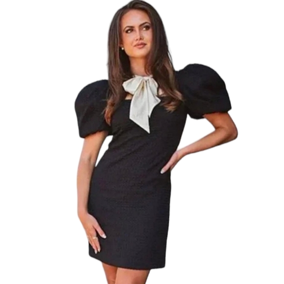 ANTONIO MELANI Dresses & Skirts - Antonio Melani x Courtney Grow Savile Short Puff Sleeve Bow Tie Sheath Dress